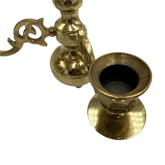 Set of 2 Vintage Valsan Portugal Brass Candlestick Double Arm Wall Sconces 9.5” - Picture 10 of 12